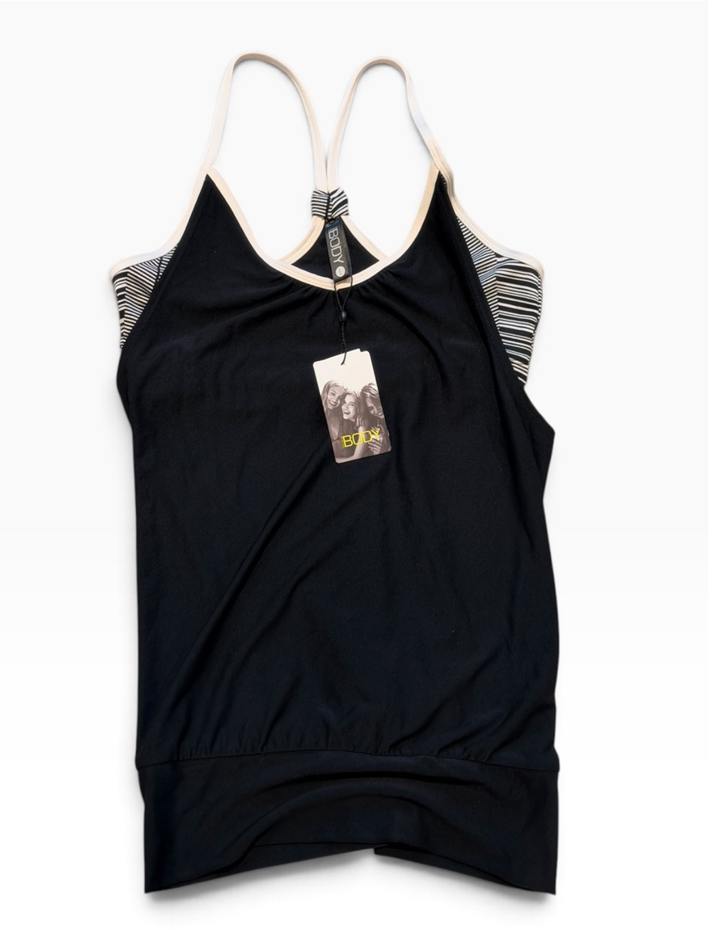 NWT Cotton On Body Double Band Tank Black Striped Size L